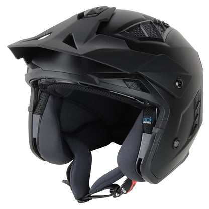 VINZ Kioto Jet Helmet / Streetfighter Helmet | ECE 22.06 approved | Motorcycle Helmet | Scooter Helmet with Sun Visor | Jet Helmet with removable chin guard - Matte Black