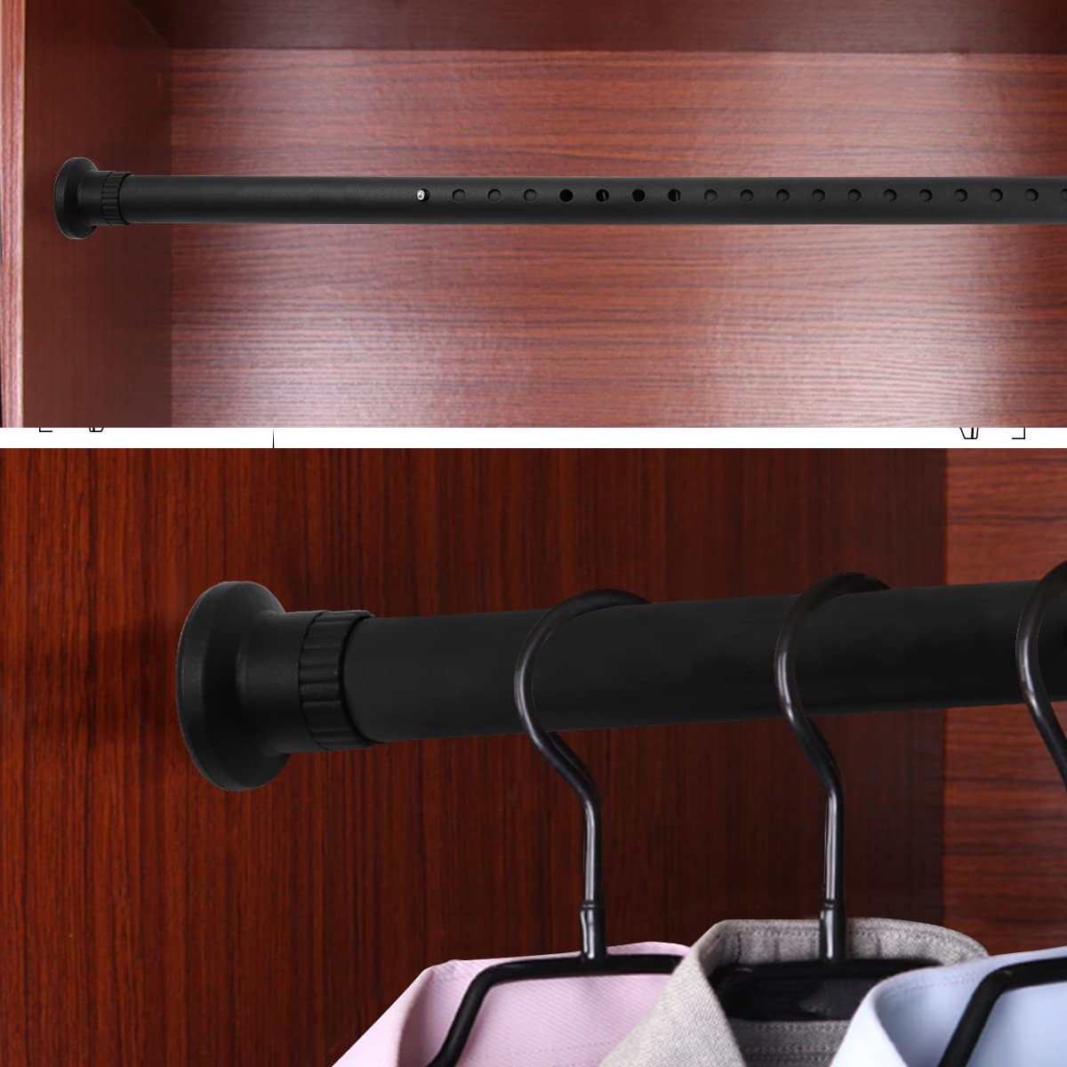 Telescopic pole, 310-410cm, black, clamp rod for curtains and room dividers, retractable curtain rod, tension rod