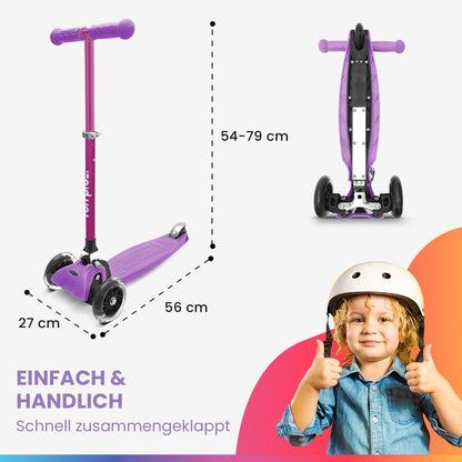 Fun Pro ONE scooter, the safe premium scooter for kids aged 3 and up, with LED wheels, foldable, for toddler boys and girls, suitable for kids aged 3-6 years.
