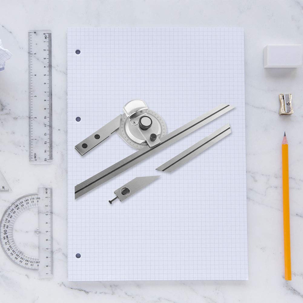 Protractor with adjustable arm 0-360°, universal angle gauge with adjustable leg, high-precision angle measuring ruler for measuring internal and external angles in machining.
