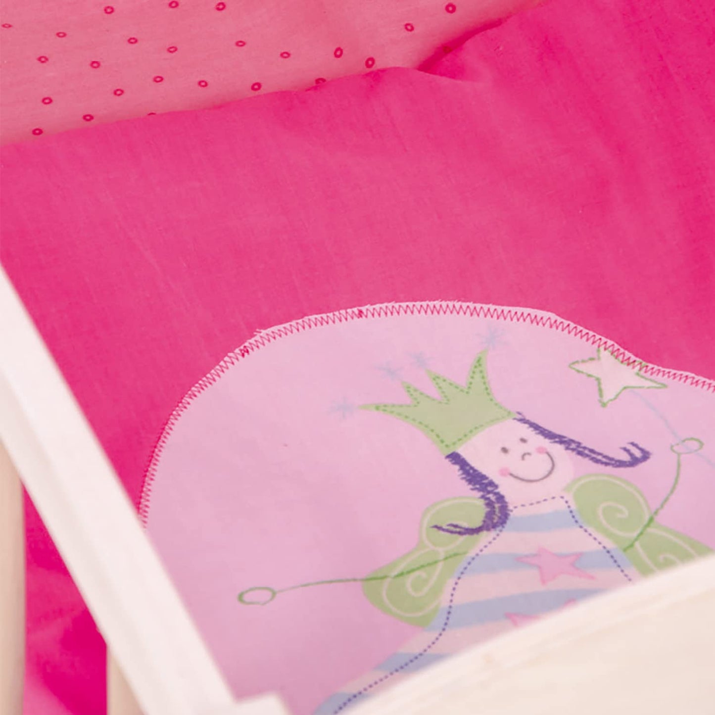 roba doll's bed series 'Happy Fairy', natural wood incl. textile accessories, bedding & canopy pink