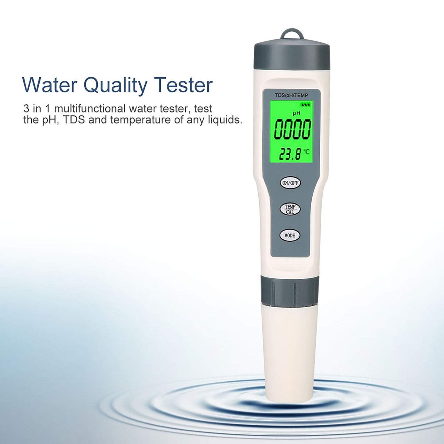 Haofy 3-in-1 water tester TDS meter, digital TDS and pH and temperature meter for drinking water, pool, aquarium.