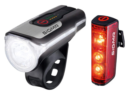 SIGMA SPORT - LED bike light set Aura 80 and Blaze - LED bike light set Aura 60 and Nugget II | StVZO approved, battery-powered front and rear light
