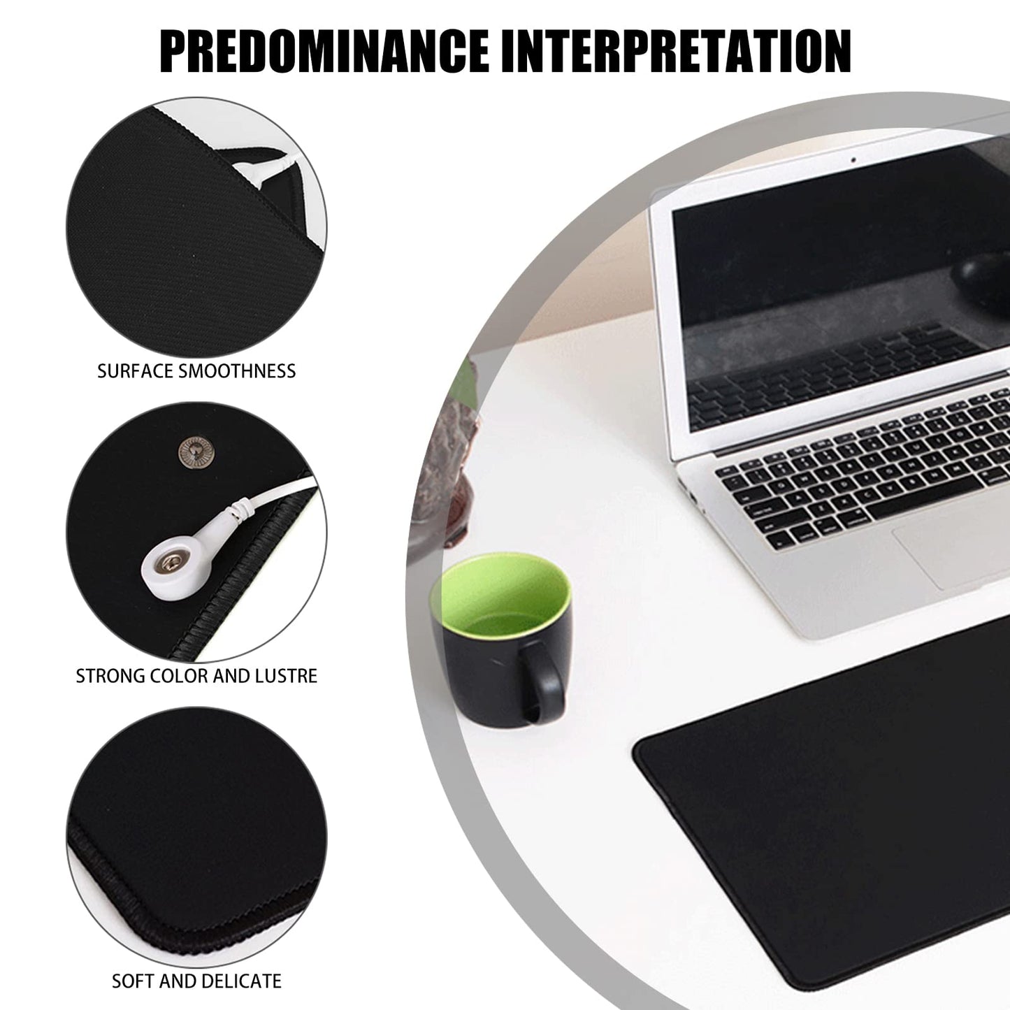 Grounding mat set with EU grounding cable, Grounded mouse pad Grounding pad, Anti-static mat, Grounding mat for under the desk, table, sofa, yoga mat (25*68CM)