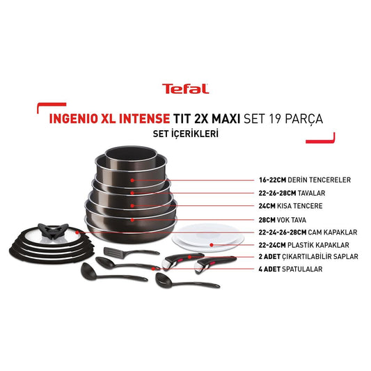 Tefal L15099 Ingenio Titanium 2X XL Intense Maxi 19-piece Pan and Pot Set - 2100125500