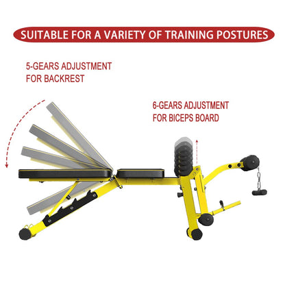 Multifunctional weight bench, adjustable strength training bench for full-body workout equipment for home gym.