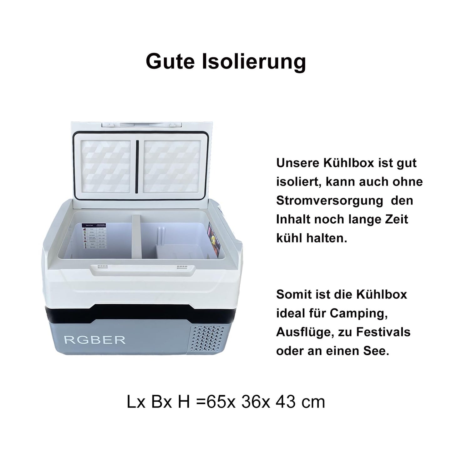 RGBer® Car Cooler, Compressor Cooler 30 liters, 2in1 Dual Zone Cooling & Freezer, 12/24 V 230V Cooling up to -20 ° C for car, truck, camping