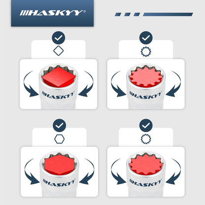 HASKYY Socket Set Multi-tooth XZN 8-36mm Socket Wrench Nut Box Set 6 and 12 Point 1/2" Inch Torx Sockets System 21-piece External Multi-tooth Screwdriver Set