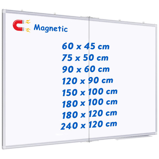 maxtek Whiteboard Magnetic 180 x 100 cm, Large Magnetic Board with Aluminum Frame and Detachable Tray, Dry Wipe on Both Sides, Magnetic Pin Board Suitable for Office, School, Home