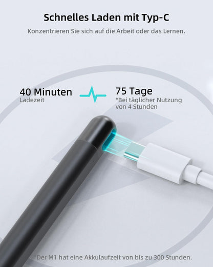 Metapen M1 Stylus for Surface, 1024 pressure levels, USB-C charging (300 hours battery life), Built-in dual magnets, Tablet Pen compatible with Surface Pro X/8/7/6/5/4/3, Surface 3, Surface Duo/Surface Duo 2.