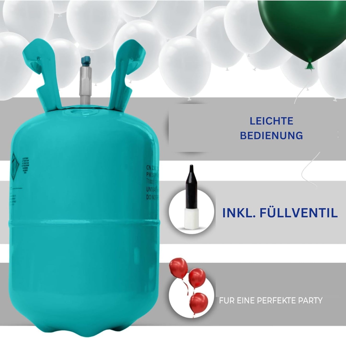 Balloon gas [for 90 balloons] - Helium Balloon Gas for up to [90 balloons] - Balloon gas - Helium Gas Cylinder XXL including STAHLMANN® information sheet