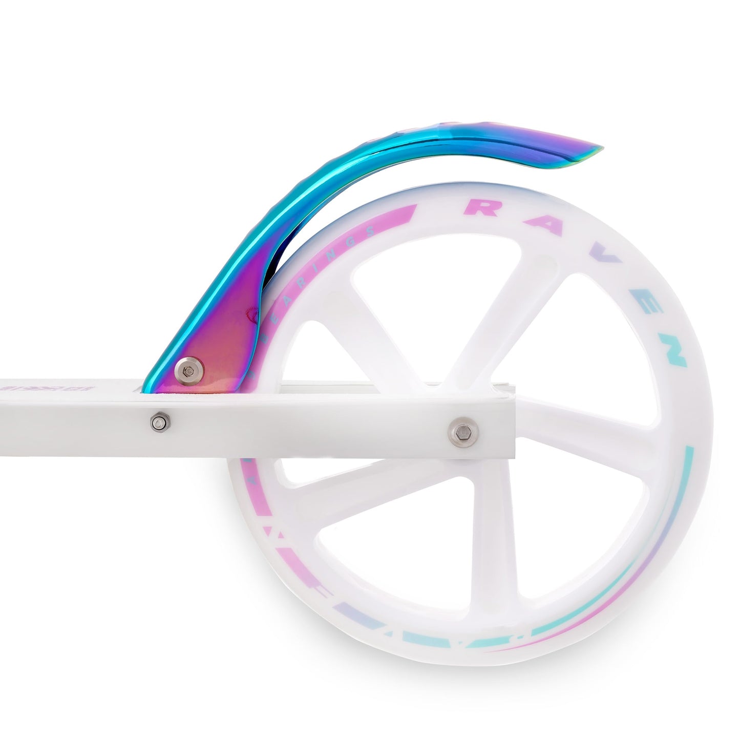Raven Scooter Kick Scooter for Kids Adults | foldable | adjustable height | carrying strap | bell | bottle holder (Celia White with handbrake, 200mm)