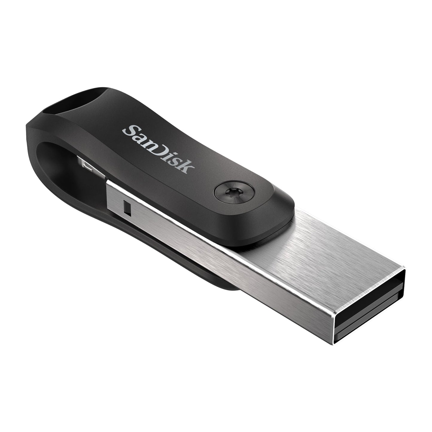 SanDisk iXpand Go Flash Drive iPhone Storage 128GB (iPad compatible, auto backup, keychain design, USB 3.0, iXpand App), Black