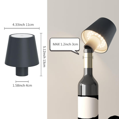 Coin with 2 pieces LED battery-operated wireless bottle lamp, 5500mAh dimmable table lamp, IP54 bottle light, touch table light for indoor/outdoor, restaurants and bars, anthracite...