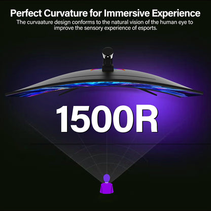 Gawfolk 34 inch Ultrawide Curved Gaming Monitor 165Hz, 1500R PC Screen UWQHD 3440x1440 with Height Adjustment, Curved Computer Screen supports VESA 75 x 75 mm.