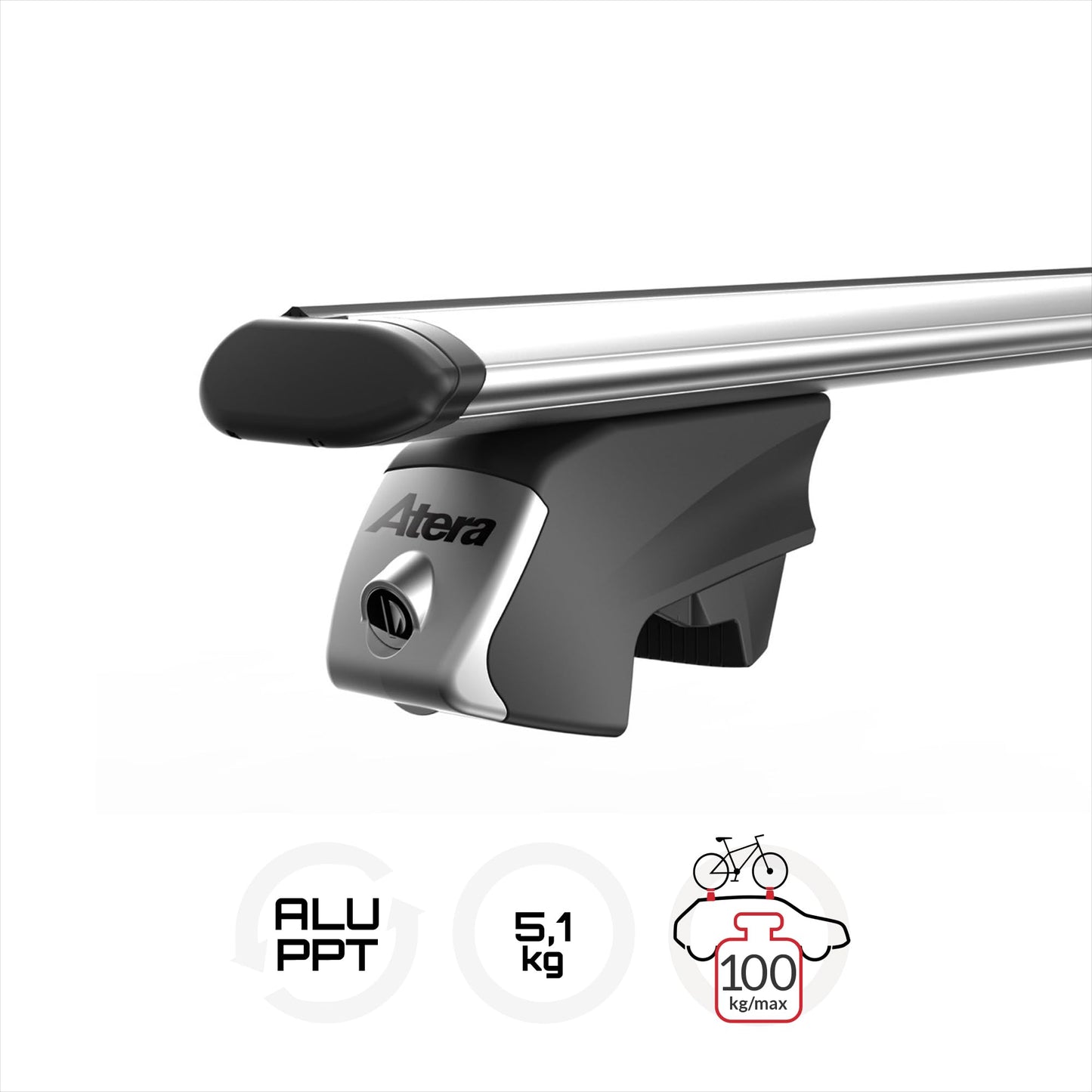Atera 048522 Car Roof Rack Signo RTD - Aluminium Aero Profile silver - for cars with flush roof rails - 122 cm