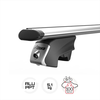 Atera 048522 Car Roof Rack Signo RTD - Aluminium Aero Profile silver - for cars with flush roof rails - 122 cm