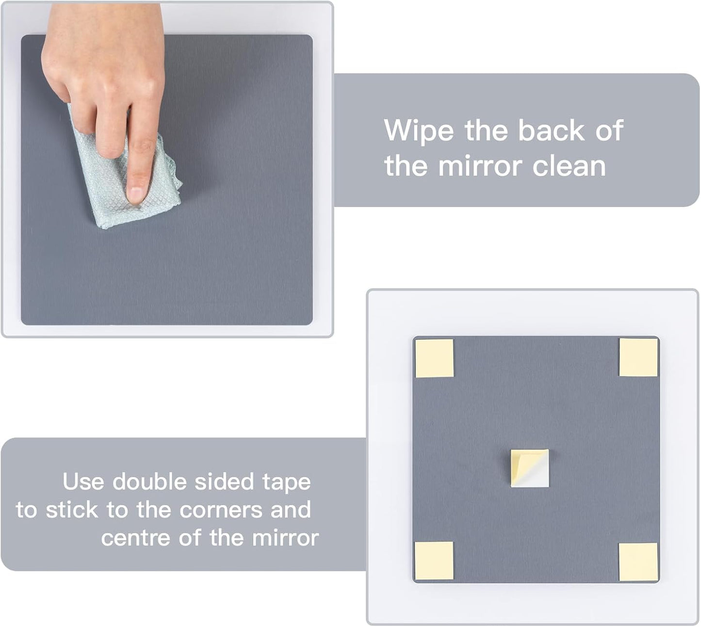Hide 4 pieces of adhesive mirrors 30x30cm, self-adhesive stick-on mirrors, acrylic wall mirror foil 2mm thick, adhesive mirrors for bathroom living room bedroom closet