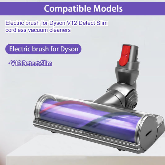 Electric brush for Dyson V12 Detect Slim V10 Digital Slim, replacement direct drive cleaner head turbine floor nozzle for Dyson V12 Slim V10 Slim, accessory turbo brush for hard floors and carpets.