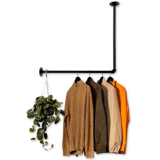 RSR Hangers clothes rail wardrobe industrial design for corner wall ceiling L shape | Width 100 cm x height 50 cm | Clothes rail | Dressing room | Bedroom | Wardrobe | Walk-in closet
