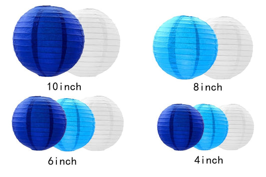 GAKA FAVOR 10 Piece Paper Lanterns Set Blue, Hanging Decoration Paper Lanterns Decor, Paper Lanterns for Wedding, Baptism, Birthday, Communion, Valentine's Day, Mother's Day Party Decor.