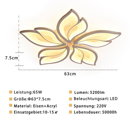 Sky angle LED Ceiling Light with Remote Control Dimmable Bedroom Lamp, Creative Flower Shape Design Living Room Ceiling Light (5 Heads/Ø63cm/24.8in)