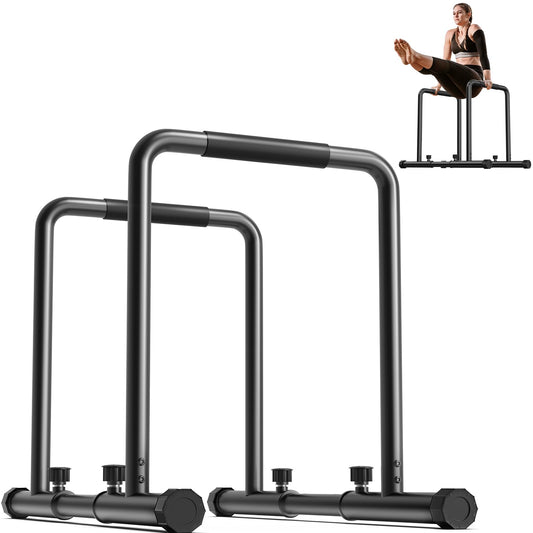Yoleo Adjustable Dip Bars - 500kg Dip Station, portable, functional, fitness bar with safety lock, sturdy Dip Stand, body press, parallette exercise bar for calisthenics.