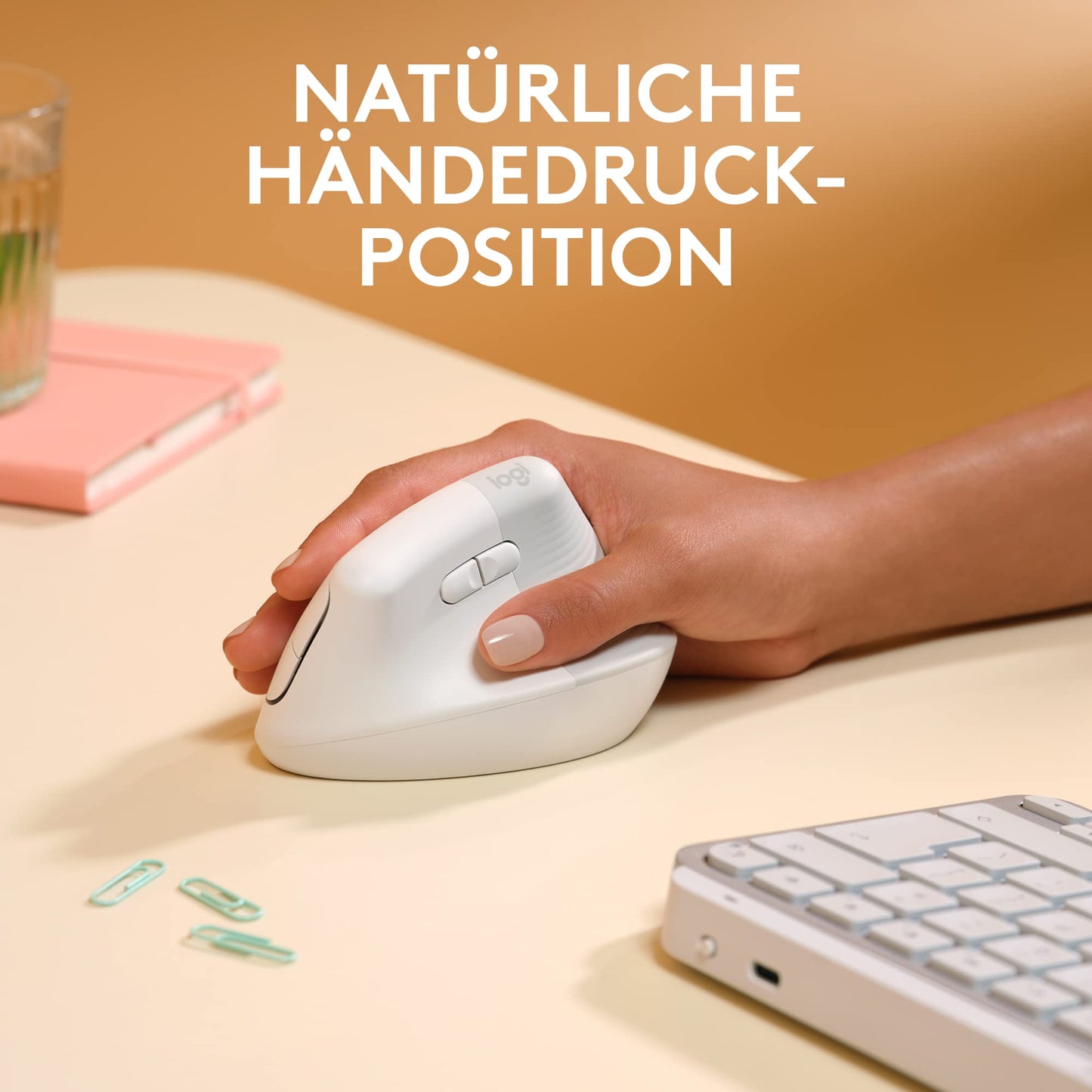 Logitech MX Vertical for Mac, Wireless Ergonomic Mouse, Bluetooth, Quiet Clicks, Silent Smartwheel, 4 Customizable Buttons, Compatible with macOS/iPadOS/MacBook/iMac/iPad - White
