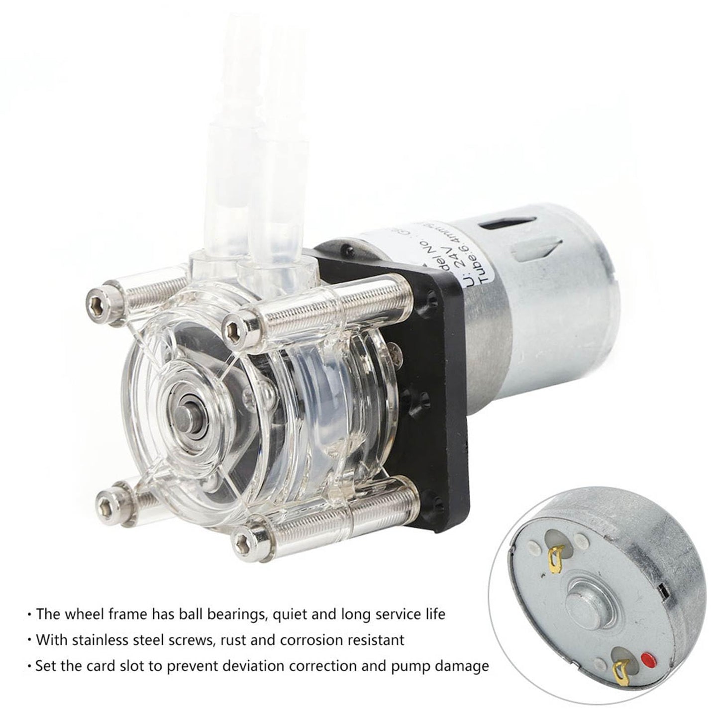 Fafeicy G928 24V Peristaltic Pump with card slot design, 500 ml/min high flow peristaltic pump. High-quality dosing pump for aquarium laboratory, 304 stainless steel screw, and ball bearing (24V)