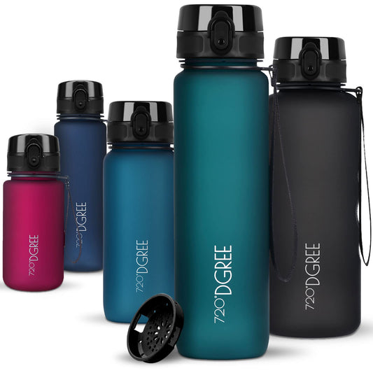 720°DGREE water bottle 1l sport “uberBottle“ softTouch + strainer - BPA-Free - Bottle for college, work, fitness, bike, outdoor, job - Sport bottle made of Tritan - Lightweight, shockproof, reusable