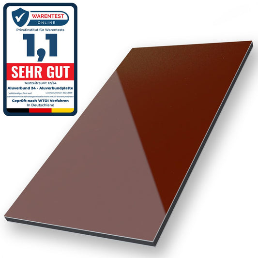 Aluminum composite panel, aluminum plate, 3mm thick, Brown/RAL8015, 20x150cm.