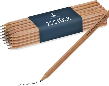 25 personalized wooden pencils with custom text/names/website (max. engraving size 80x5 mm)