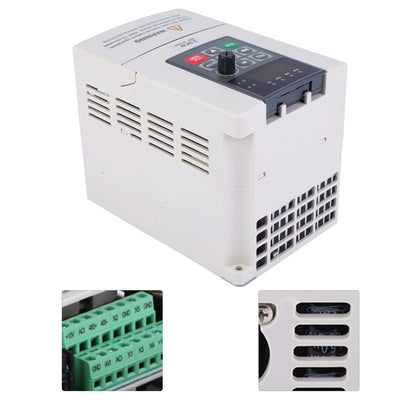 380 V 2.2 KW VFD Frequency Converter with Variable Frequency for controlling motor speed, 3-phase input/output, 3-phase converter for use with machinery.