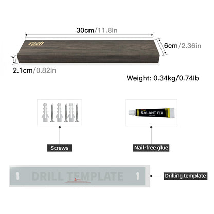 FINDKING Magnetic Knife Strip made of Ash Wood, Magnetic Kitchen Utensil Holder for Wall and Fridge, No Drilling, 30CM (Dark Brown, No Knives)