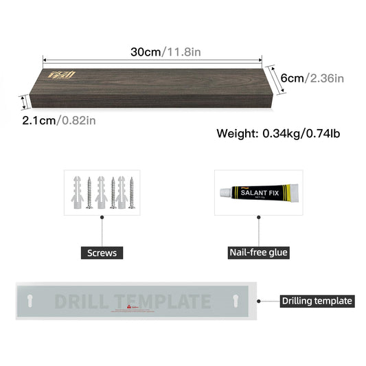 FINDKING Magnetic Knife Strip made of Ash Wood, Magnetic Kitchen Utensil Holder for Wall and Fridge, No Drilling, 30CM (Dark Brown, No Knives)
