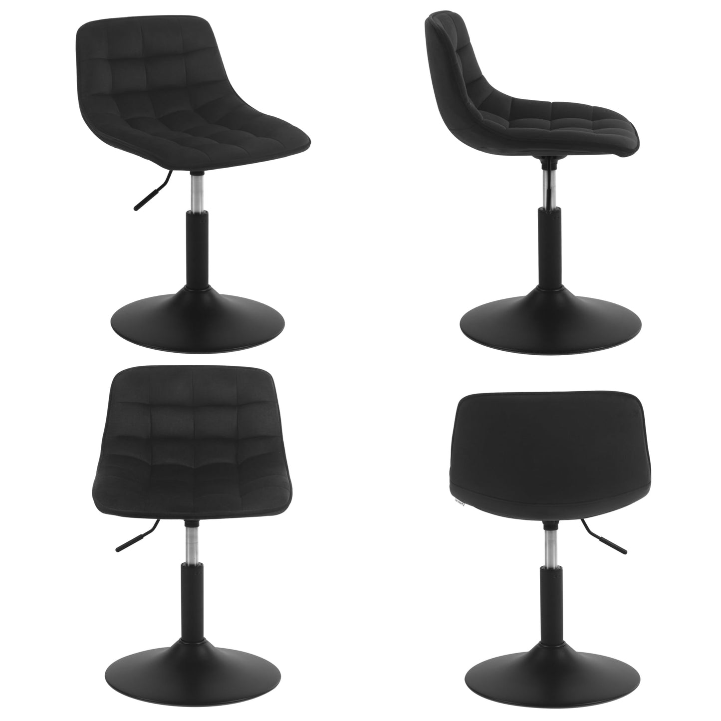 WOLTU vanity chair stool for vanity, bedroom & dining room - height adjustable, 360° swivel with backrest, made of comfortable velvet, black, BH300sz-1