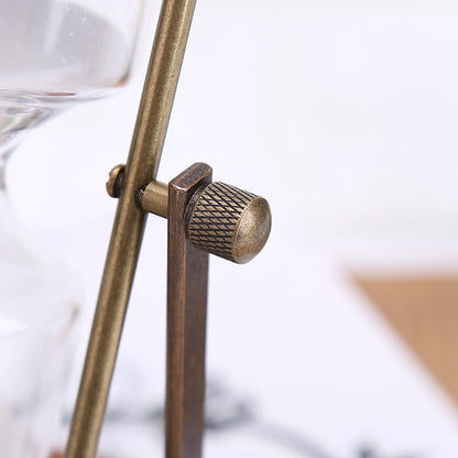 15 minute hourglass, vintage metal 15 minute hourglass, unique hourglass timer with glass for gift home office desk