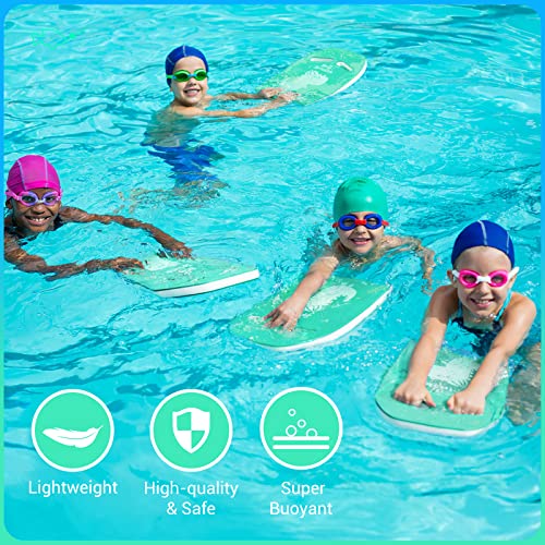 HeySplash Swimming Kickboard for Kids with Handles and Cartoon Pattern, suitable for children aged 3-6. Great for swimming training and learning different swimming styles. Color: Ice Blue.