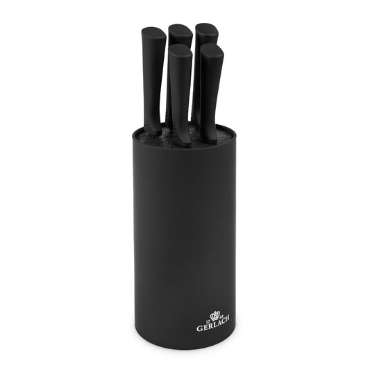 Gerlach Smart Black Knife Block Set Kitchen Knife Set 5 Stainless Steel Knives Santoku Vegetable Knife Kitchen Kitchen Utensils Kitchen Accessories