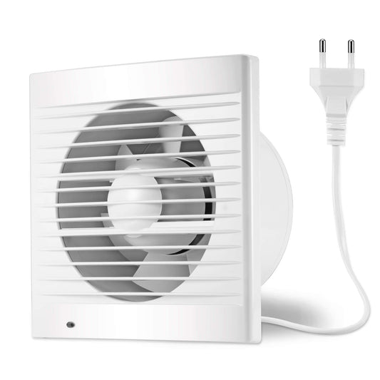 Moonjor 150mm exhaust fan for kitchen, 320m³/h IPX2 fan waterproof bathroom extractor with backdraft damper, 1m EU power cord for kitchen, bathroom, greenhouse, garage.
