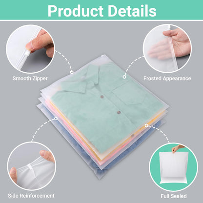 Svaldo Zip Bag clothing, 100 pieces 35*40cm storage bags, Frosted Transparent Bag, Storage Bags for Sweaters, Jeans, Jackets (Without Ventilation Openings)