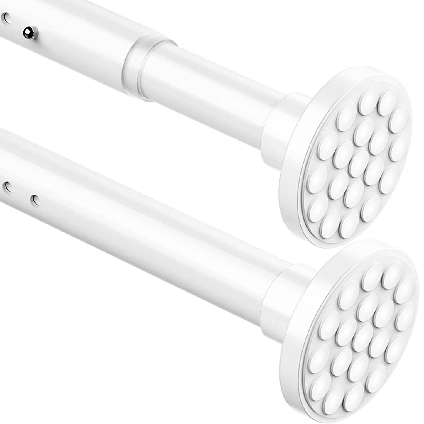 Automg Curtain Rod Extra Long Shower Rod without Drilling Telescopic Rod Curtain Rod for Bathroom, Bedroom White (205-260CM Φ32mm)