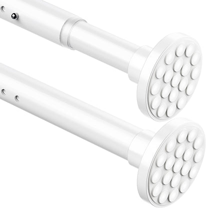 Automg Curtain Rod Extra Long Shower Rod without Drilling Telescopic Rod Curtain Rod for Bathroom, Bedroom White (205-260CM Φ32mm)