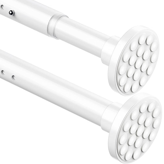 Automg Curtain Rod Extra Long Shower Rod without Drilling Telescopic Rod Curtain Rod for Bathroom, Bedroom White (205-260CM Φ32mm)