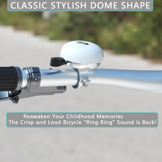 Greallthy bike bell retro and sturdy, loud bell bike - beautiful color, rustproof and waterproof for 22.2-28.6mm handlebars. (White: Left Hand, 1 piece)