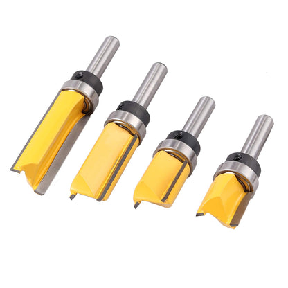 AUTOUTLET 4pcs Flush Trim Router Bit Set with 8mm Shank, Copy Router Bit Top Cutter Slot Cutter Rod Cutter, made of steel, wood cutter professional router woodworking cutting tool