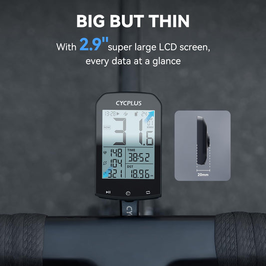 CYCPLUS bike computer GPS Wireless, 2.9 inch screen ANT+ bike computer GPS with Bluetooth function. Bike speedometer speed/cadence sensor cycling mount 3 in 1 packed