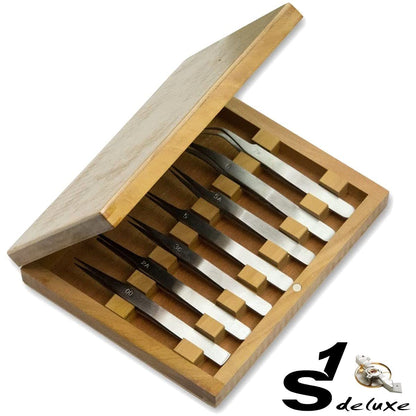 7 SA tweezers for watch repair by S1 Deluxe© - watchmaker tweezers - watch tool