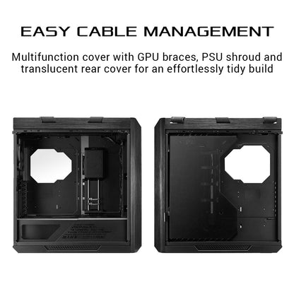 Asus ROG Strix Helios ATX gaming case, medium-sized, with THREE tempered glass panels and brushed aluminum construction and Aura Sync technology.