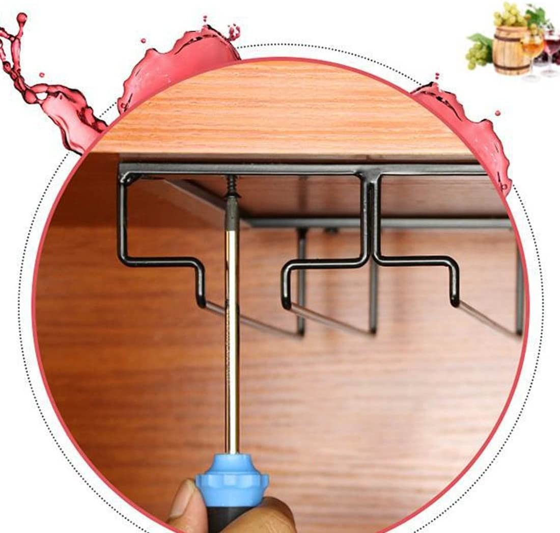 Amoyeri Glass Holder Stainless Steel Wine Rack Glass Holder with 4 Rows for 12 Glasses for Bar, Kitchen, Café